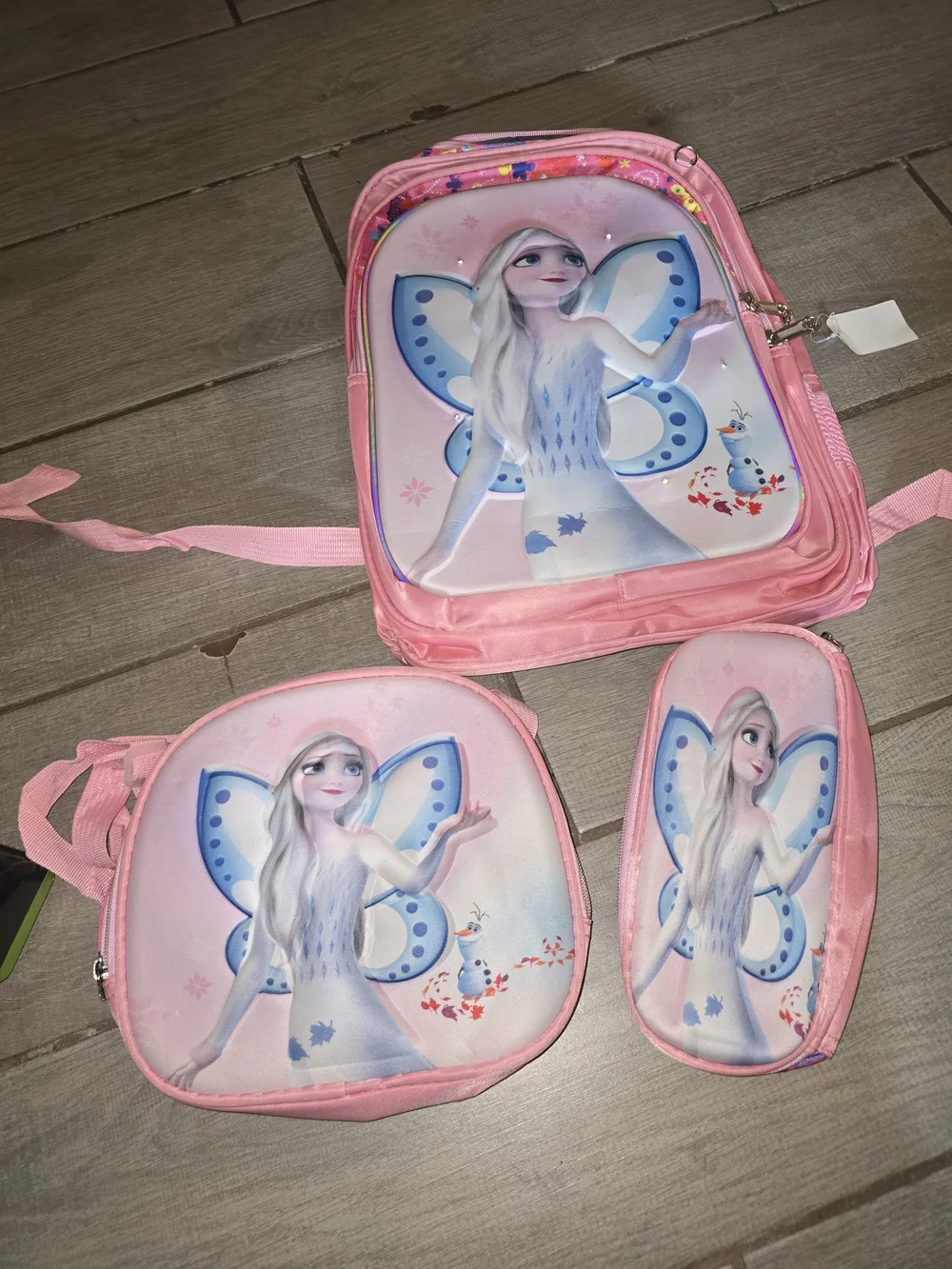 Pink Fairy Kids Backpack Set with Matching Lunch Bag and Pencil Case